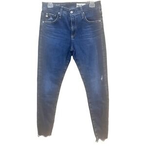 AG Adriano Goldschmied‎ Farrah Jeans Womens 29 Distressed Raw Hem Crop Denim
